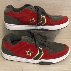 Converse Pro One Star OX Mens 11 Red & Gray Suede Unisex Low Top Skater Shoes